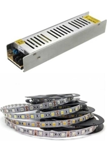 Şerit LED 5 Metre Beyaz+5 Amper Trafo 3 Çip Iç Mekan Double Pcb