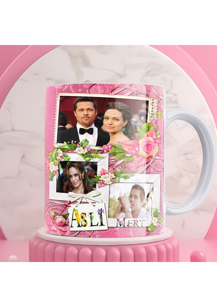 Kişiye Özel Isimli ve 3 Resimli Hediyelik Porselen Kupa