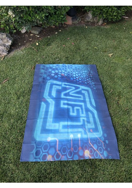 Mikrofiber Havlu / Plaj, Spor, Yoga ve Pilates, Nft Mavi Baskılı 75X150