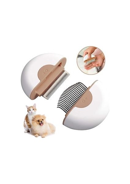 2-In-1 Kedi Tarak Köpek Bakım Fırçası Epilasyon Tapınma Temizleme Masaj Tarakları En Iyi Pet Saç Fırçaları (Haki) (Yurt Dışından)