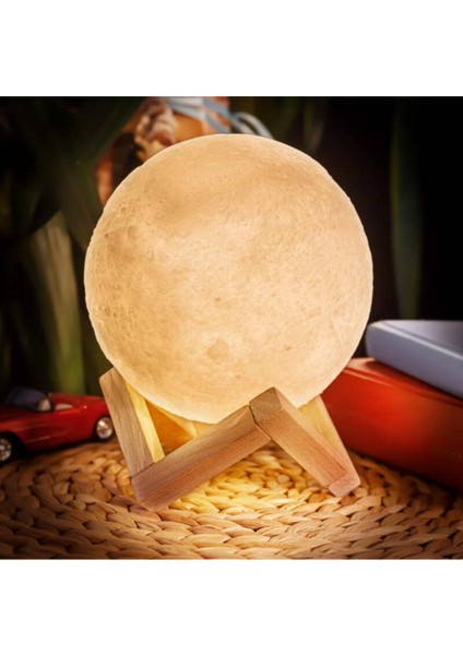 Pilli 3D Standlı Ay Gece Lambası Moon Lamp