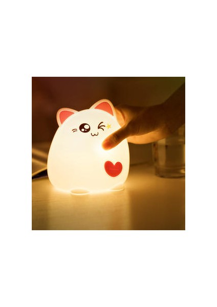 LED Gece Lambası Kedi Hayvan USB Şarj Silikon Karikatür Kreş Lambası Bebek Gece Lambası Çocuk Doğum Günü Hediyesi Oyuncak | LED Gece Işıkları (Uzaktan Kumanda) (Yurt Dışından)