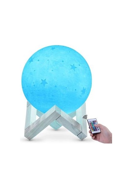 3D Ay Lambası 20 cm 16 Renkler, USB Şarj Edilebilir Dokunmatik Ekran Ay Gece Işık Rgb Yıldız Desenleri Yatak Odası Oturma Odası Cafe Doğum Günü Noel Hediyesi Için, (Beyaz) (Yurt Dışından)