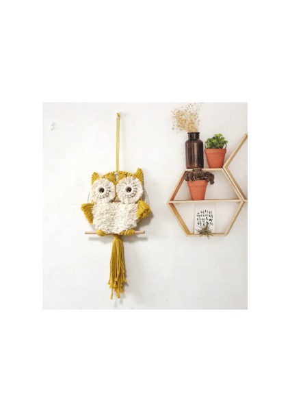 Goblen Duvar Asılı Bohemian El Yapımı Dokuma Baykuş Goblen Modern Boho Oturma Odası Yatak Odası Dekorasyon | Dekoratif Gobiyeller (Sarı) (Yurt Dışından)