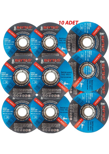 Inox Metal Kesme Disk 10 Adet 115 mm Kaliteli Kesici Taş Metal Kesme Disk Ispiral Taş