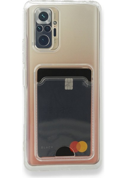 Xiaomi Redmi Note 11 Pro Kılıf Silikon Şeffaf Kredi Kartlık Bölme Tpu Antişok Dört Köşe Darbe Koruma