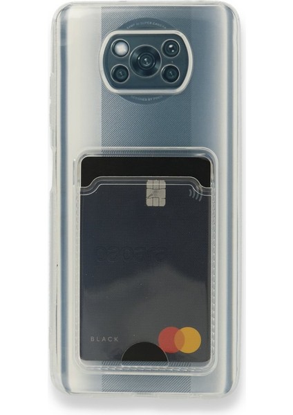 Xiaomi Poco X3 Nfc Kılıf Silikon Şeffaf Kredi Kartlık Bölme Tpu Antişok Dört Köşe Darbe Koruma