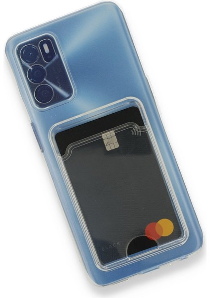 Oppo A54 CPH2239 Kılıf Silikon Şeffaf Kredi Kartlık Bölme Tpu Antişok Dört Köşe Darbe Koruma modelleri