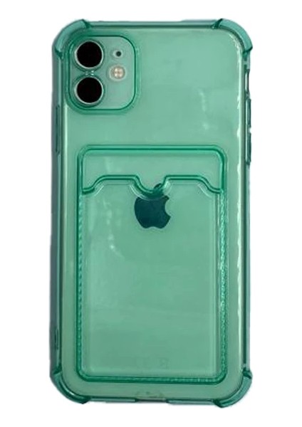 Apple iPhone 6 Plus Kılıf Silikon Şeffaf Kredi Kartlık Bölmeli Antişok Dört Köşe Darbe Korumalı