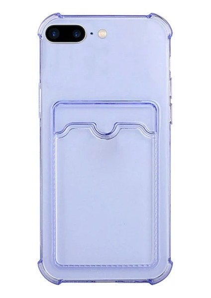 Apple iPhone 7 Plus Kılıf Silikon Şeffaf Kredi Kartlık Bölmeli Antişok Dört Köşe Darbe Korumalı