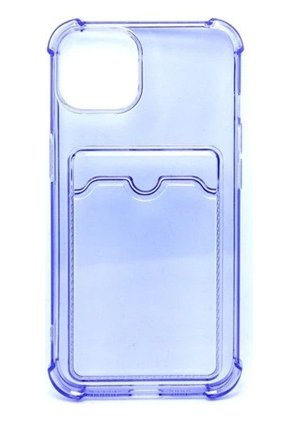 Apple iPhone 11 Pro Max Kılıf Silikon Şeffaf Kredi Kartlık Bölmeli Antişok Dört Köşe Darbe Korumalı