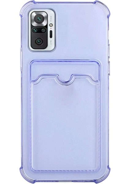 Xiaomi Redmi Note 10 Pro Max Kılıf Silikon Şeffaf Kredi Kartlık Bölmeli Antişok Dört Köşe Darbe Korumalı