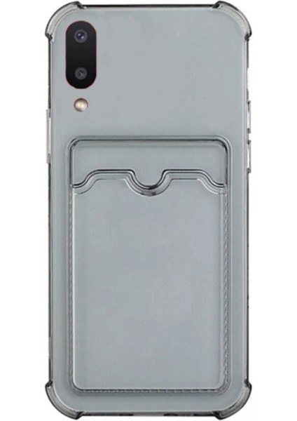 Xiaomi Redmi 9A Kılıf Silikon Şeffaf Kredi Kartlık Bölmeli Antişok Dört Köşe Darbe Korumalı