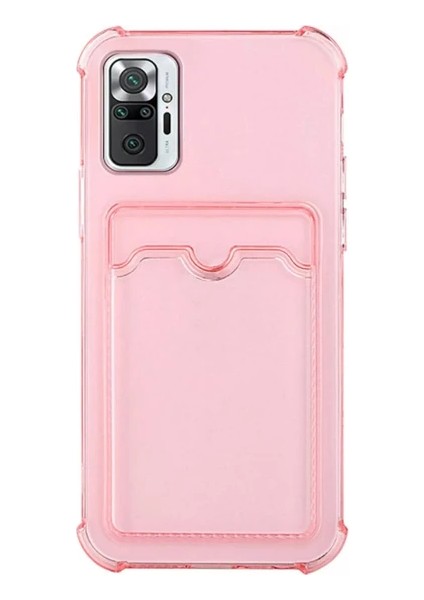 Xiaomi Redmi Note 10 4g Kılıf Silikon Şeffaf Kredi Kartlık Bölmeli Antişok Dört Köşe Darbe Korumalı