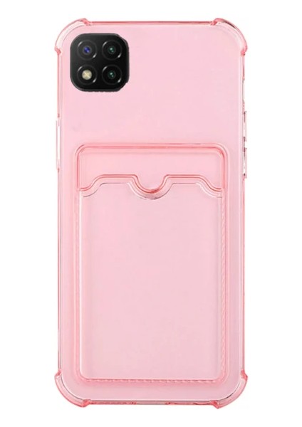 Xiaomi Redmi 9c Kılıf Silikon Şeffaf Kredi Kartlık Bölmeli Antişok Dört Köşe Darbe Korumalı