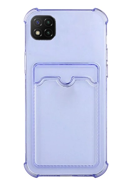 Xiaomi Redmi 9c Kılıf Silikon Şeffaf Kredi Kartlık Bölmeli Antişok Dört Köşe Darbe Korumalı
