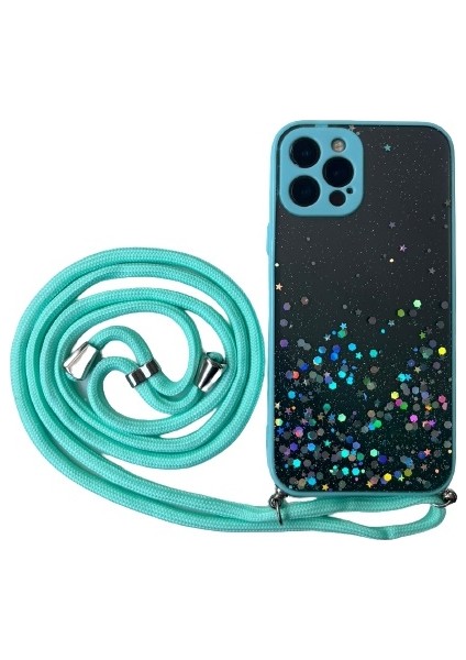 Apple iPhone 11 Pro Kılıf Simli Boyuna Asmalı Ipli Kamera Korumalı Kapak