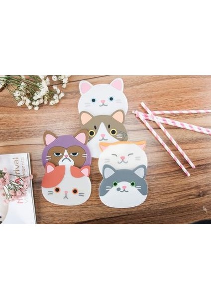 Kedi Kupası Mat Silikon Kauçuk Coaster Şarap, Cam, Çay En Iyi Eve Yükleme Içecek, Içecek, Bira Ev Evi Mutfak Dekoru | Mats pedler (Yurt Dışından)