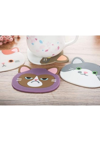 Kedi Kupası Mat Silikon Kauçuk Coaster Şarap, Cam, Çay En Iyi Eve Yükleme Içecek, Içecek, Bira Ev Evi Mutfak Dekoru | Mats pedler (Yurt Dışından)