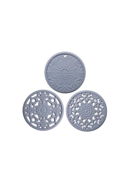 3 Adet Nefis Hollow Oyma Isıya Dayanıklı Yalıtım Placemat Kaymaz Yemek Masası Mat Coaster Set Sofra Ped Mutfak Için | Mats pedler (Gri) (Yurt Dışından)