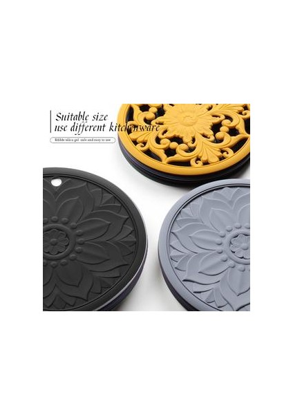 3 Adet Nefis Hollow Oyma Isıya Dayanıklı Yalıtım Placemat Kaymaz Yemek Masası Mat Coaster Set Sofra Ped Mutfak Için | Mats pedler (Gri) (Yurt Dışından)