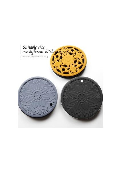 3 Adet Nefis Hollow Oyma Isıya Dayanıklı Yalıtım Placemat Kaymaz Yemek Masası Mat Coaster Set Sofra Ped Mutfak Için | Mats pedler (Gri) (Yurt Dışından)