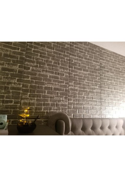 3D Kendinden Yapışkanlı Alaca Gri Salon Duvar Kağıdı Paneli NW24