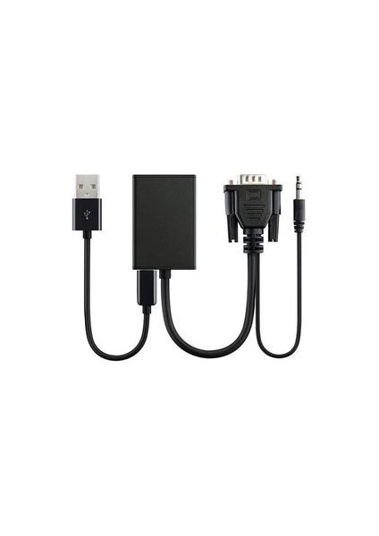Siyah Taşınabilir USB 1080 P Dönüştürücü VGA Video Kablosu ile Video Laptop | HDMI Kabloları (Yurt Dışından)