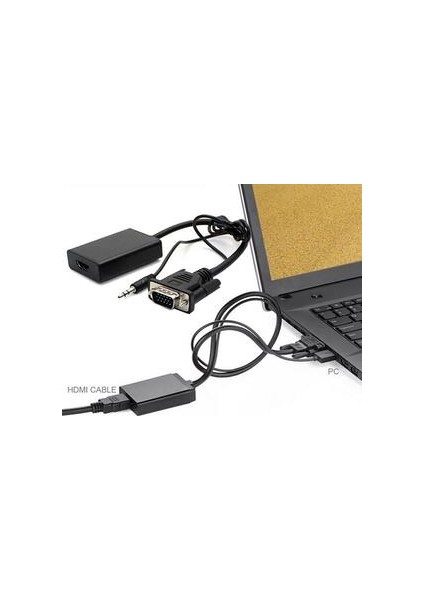 Siyah Taşınabilir USB 1080 P Dönüştürücü VGA Video Kablosu ile Video Laptop | HDMI Kabloları (Yurt Dışından)