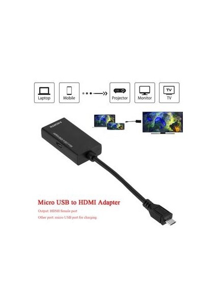Mikro USB HDMI Uyumlu Kablo Mikro USB 2.0 Erkek HDMI Uyumlu Kadın Adaptör Dönüştürücü Samsung Htc Lg Android Için (Yurt Dışından)