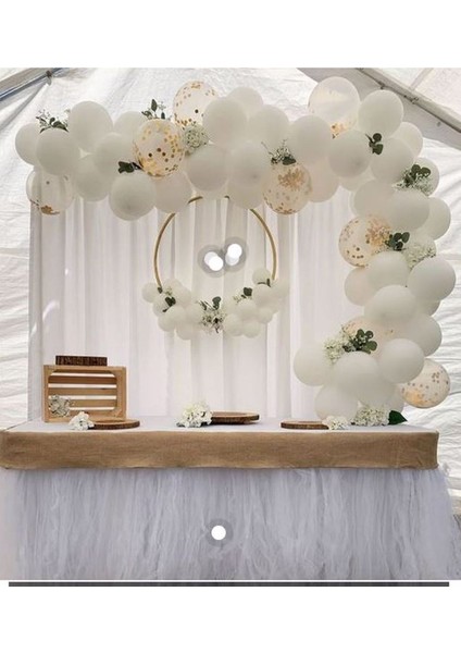 Konfetili Pastel Beyaz Balon Seti 60 Adet