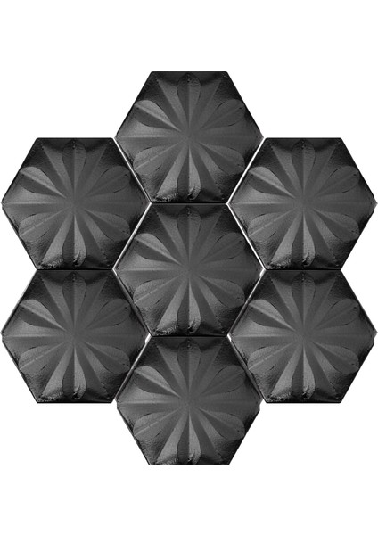 15x17 cm Çiçekli Mat Metalik Altıgen Çini Karo