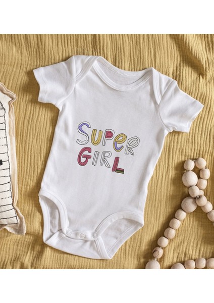 Kids Super Girl Tasarımlı Bebek Body Zıbın - Model 1 9-12 Ay