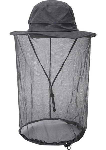 Yaz Açık Spor Anti-Mosquito Net Güneş Şapkası Balıkçı Şapkası L Açık Gri (Yurt Dışından)