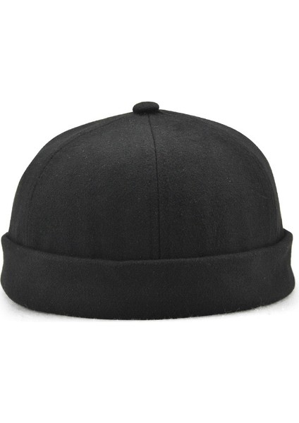 G12788 Demir Mark Street Melon Skullcap Retro Flanşlı Ev Sahibi Şapkası Kalmadan 58 cm Siyah (Yurt Dışından)
