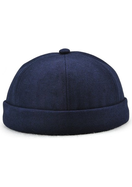 G12788 Demir Mark Street Melon Skullcap Retro Flanşlı Ev Sahibi Şapka Kalmadan 58 cm Koyu Mavi (Yurt Dışından)