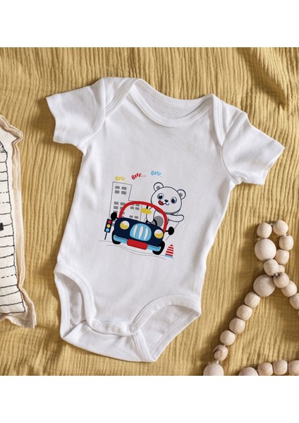 Kids Sevimli Sürücü Tasarımlı Bebek Body Zıbın - Model 1 3-6 Ay