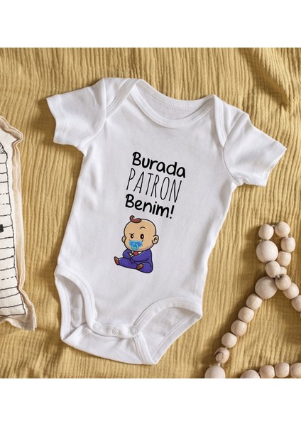 Kids Burada Patron Benim Tasarımlı Bebek Body Zıbın - Model 1 12-18 Ay