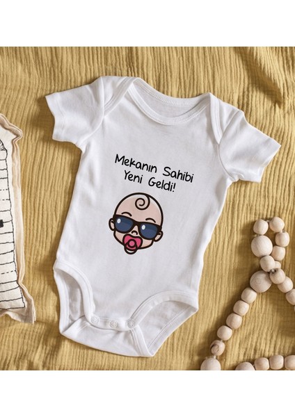 Kids Mekanın Sahibi Yeni Geldi Tasarımlı Bebek Body Zıbın - Model 1