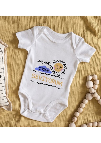 Kids Halamı Çok Seviyorum Tasarımlı Bebek Body Zıbın - Model 1 12-18 Ay