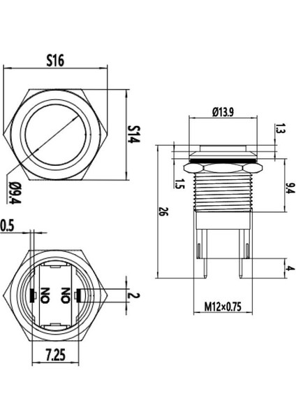 12A-G1 12MM Çıkık Yaylı Metal Buton modelleri