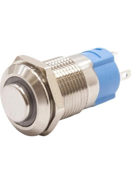 12A-G1Z-E 12MM Çıkık Anahtarlı Işıklı Metal Buton - Beyaz