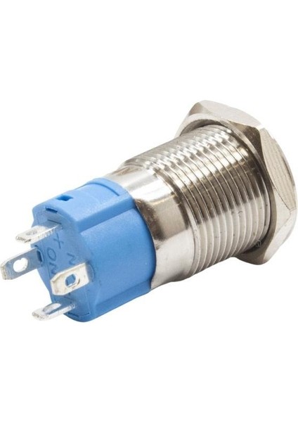 12A-G1Z-C 12MM Çıkık Anahtarlı Işıklı Power Metal Buton - Mavi