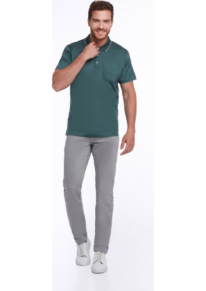 Yeşil Regular Fit Pamuk Basic Polo Yaka Tişört modelleri