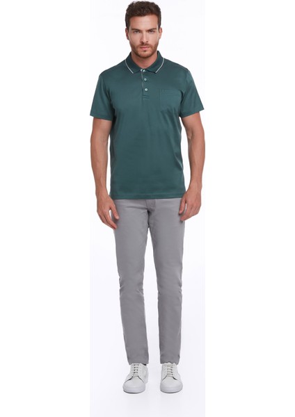 Yeşil Regular Fit Pamuk Basic Polo Yaka Tişört fırsatları