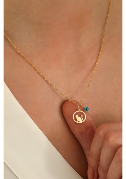 14 Ayar Altın Singapur Zincir Kedi-Göz Kolye modelleri