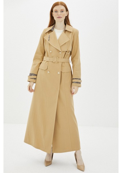 Leopar Desenli Bej Trençkot 12919