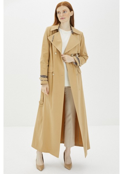 Leopar Desenli Bej Trençkot 12919 fırsatları