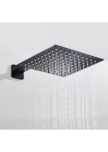 Ankastre Duş Başlığı Borulu Kare Slim Metal 25x25 cm Siyah fiyatları