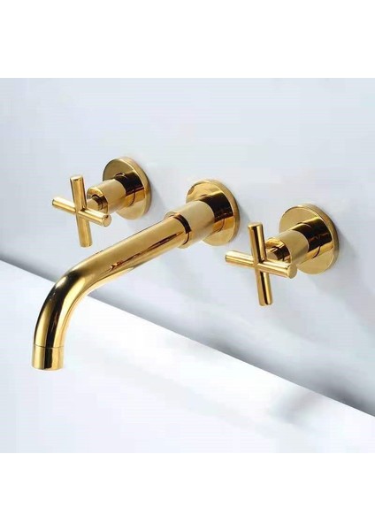 Duvardan Ankastre Lavabo Bataryası Altın Gold